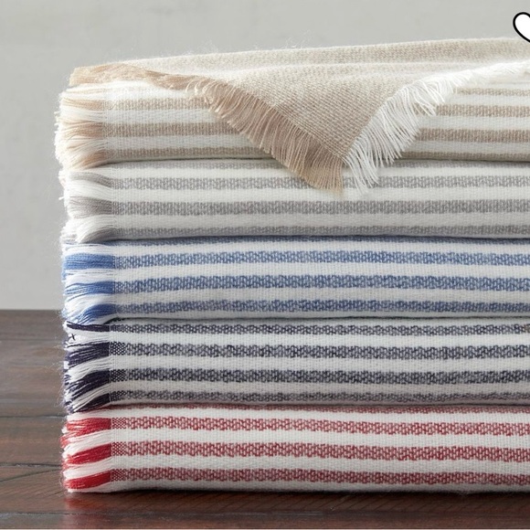 Pottery Barn clover fringe striped Throw farmhouse cottagecore very soft - Picture 3 of 6